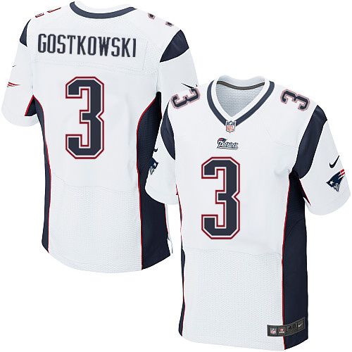 Nike Patriots #3 Stephen Gostkowski White Men's Stitched NFL Elite Jersey Nike Patriots #3 Stephen Gostkowski White Men's Stitched NFL Elite Jersey