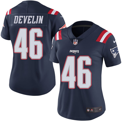 Nike Patriots #46 James Develin Navy Blue Women's Stitched NFL Limited Rush Jersey Nike Patriots #46 James Develin Navy Blue Women's Stitched NFL Limited Rush Jersey