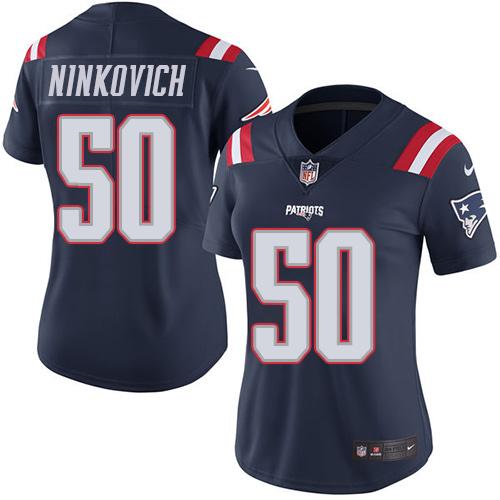 Nike Patriots #50 Rob Ninkovich Navy Blue Women's Stitched NFL Limited Rush Jersey