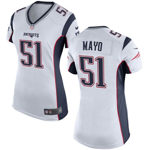 Nike Patriots #51 Jerod Mayo White Women's Stitched NFL New Elite Jersey