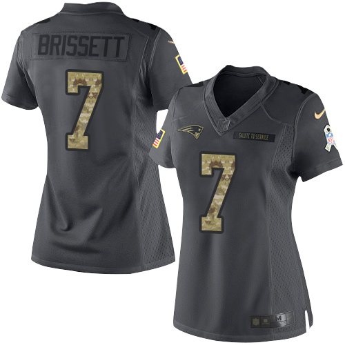 Nike Patriots #7 Jacoby Brissett Black Women's Stitched NFL Limited 2016 Salute to Service Jersey