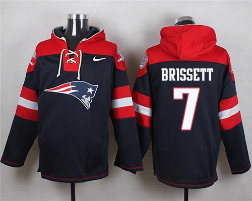 Nike Patriots #7 Jacoby Brissett Navy Blue Player Pullover NFL Hoodie Nike Patriots #7 Jacoby Brissett Navy Blue Player Pullover NFL Hoodie