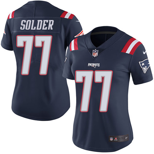 Nike Patriots #77 Nate Solder Navy Blue Women's Stitched NFL Limited Rush Jersey Nike Patriots #77 Nate Solder Navy Blue Women's Stitched NFL Limited Rush Jersey