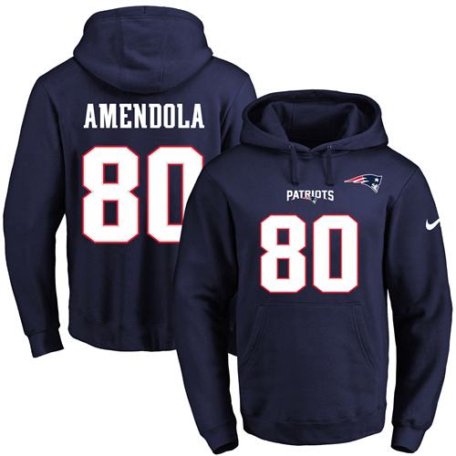 Nike Patriots #80 Danny Amendola Navy Blue Name & Number Pullover NFL Hoodie Nike Patriots #80 Danny Amendola Navy Blue Name & Number Pullover NFL Hoodie