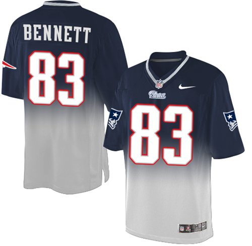Nike Patriots #83 Martellus Bennett Navy Blue Grey Men's Stitched NFL Elite Fadeaway Fashion Jersey Nike Patriots #83 Martellus Bennett Navy Blue Grey Men's Stitched NFL Elite Fadeaway Fashion Jersey