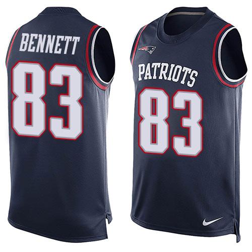 Nike Patriots #83 Martellus Bennett Navy Blue Team Color Men's Stitched NFL Limited Tank Top Jersey Nike Patriots #83 Martellus Bennett Navy Blue Team Color Men's Stitched NFL Limited Tank Top Jersey