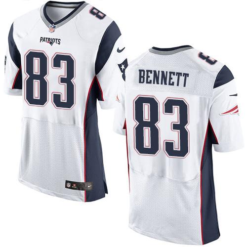 Nike Patriots #83 Martellus Bennett White Men's Stitched NFL Elite Jersey Nike Patriots #83 Martellus Bennett White Men's Stitched NFL Elite Jersey