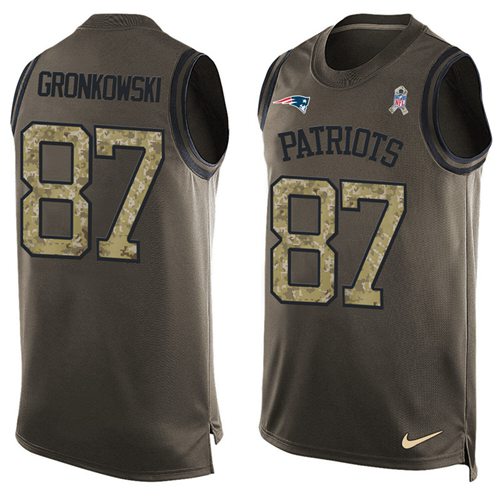 Nike Patriots #87 Rob Gronkowski Green Men's Stitched NFL Limited Salute To Service Tank Top Jersey Nike Patriots #87 Rob Gronkowski Green Men's Stitched NFL Limited Salute To Service Tank Top Jersey