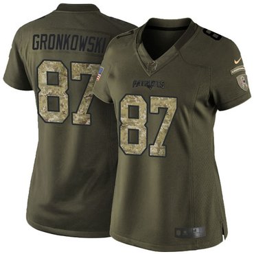 Nike Patriots #87 Rob Gronkowski Green Women's Stitched NFL Limited 2015 Salute to Service Jersey Nike Patriots #87 Rob Gronkowski Green Women's Stitched NFL Limited 2015 Salute to Service Jersey