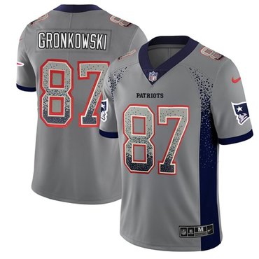 Nike Patriots #87 Rob Gronkowski Grey Men's Stitched NFL Limited Rush Drift Fashion Jersey Nike Patriots #87 Rob Gronkowski Grey Men's Stitched NFL Limited Rush Drift Fashion Jersey
