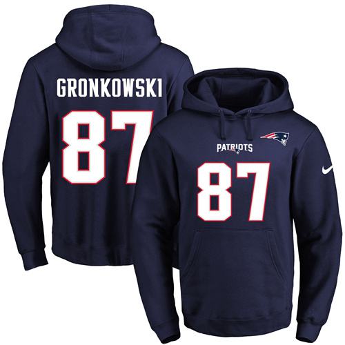 Nike Patriots #87 Rob Gronkowski Navy Blue Name & Number Pullover NFL Hoodie Nike Patriots #87 Rob Gronkowski Navy Blue Name & Number Pullover NFL Hoodie