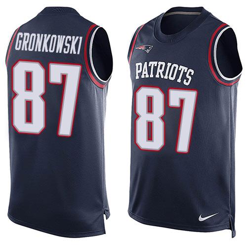 Nike Patriots #87 Rob Gronkowski Navy Blue Team Color Men's Stitched NFL Limited Tank Top Jersey Nike Patriots #87 Rob Gronkowski Navy Blue Team Color Men's Stitched NFL Limited Tank Top Jersey