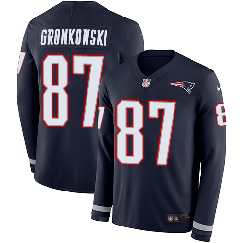 Nike Patriots #87 Rob Gronkowski Navy Blue Team Color Men's Stitched NFL Limited Therma Long Sleeve Jersey Nike Patriots #87 Rob Gronkowski Navy Blue Team Color Men's Stitched NFL Limited Therma Long Sleeve Jersey