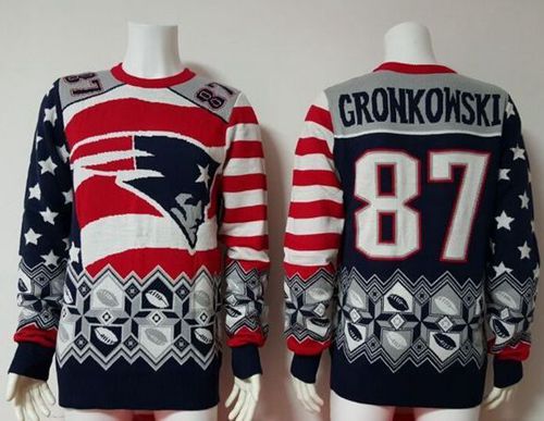 Nike Patriots #87 Rob Gronkowski Red Navy Blue Men's Ugly Sweater