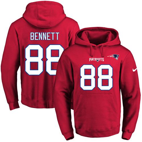 Nike Patriots #88 Martellus Bennett Red Name & Number Pullover NFL Hoodie Nike Patriots #88 Martellus Bennett Red Name & Number Pullover NFL Hoodie