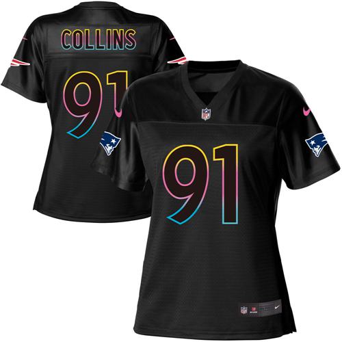 Nike Patriots #91 Jamie Collins Black Women's NFL Fashion Game Jersey