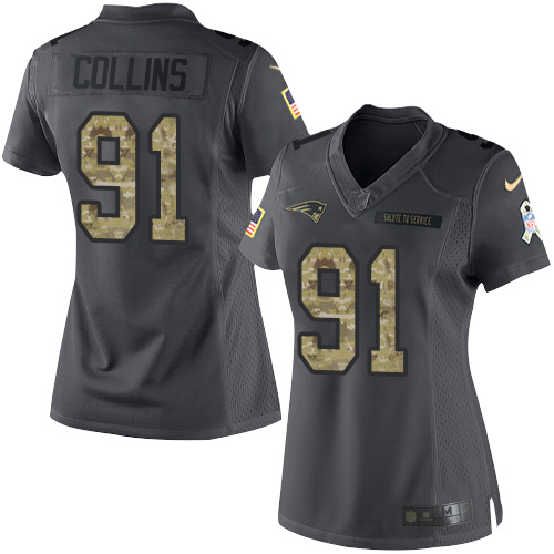 Nike Patriots #91 Jamie Collins Black Women's Stitched NFL Limited 2016 Salute to Service Jersey