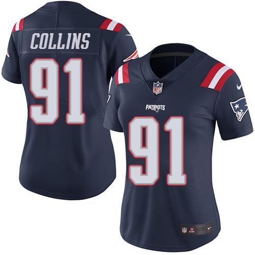 Nike Patriots #91 Jamie Collins Navy Blue Women's Stitched NFL Limited Rush Jersey