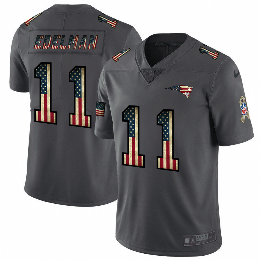 Nike Patriots 11 Julian Edelman 2019 Salute To Service USA Flag Fashion Limited Jersey Nike Patriots 11 Julian Edelman 2019 Salute To Service USA Flag Fashion Limited Jersey