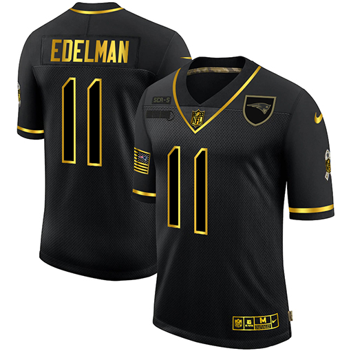 Nike Patriots 11 Julian Edelman Black Gold 2020 Salute To Service Limited Jersey Nike Patriots 11 Julian Edelman Black Gold 2020 Salute To Service Limited Jersey