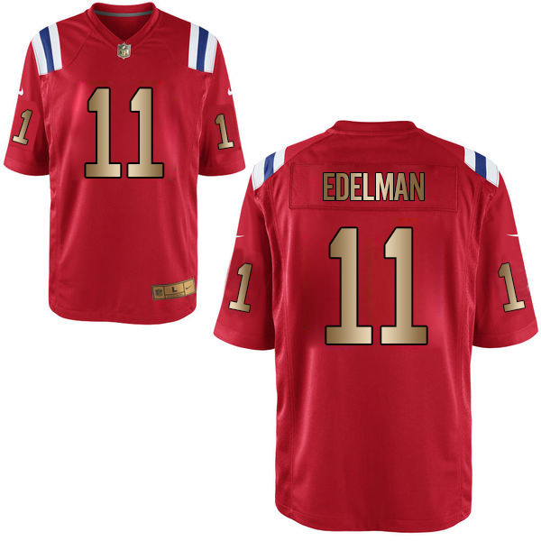 Nike Patriots 11 Julian Edelman Red Gold Game Jersey Nike Patriots 11 Julian Edelman Red Gold Game Jersey
