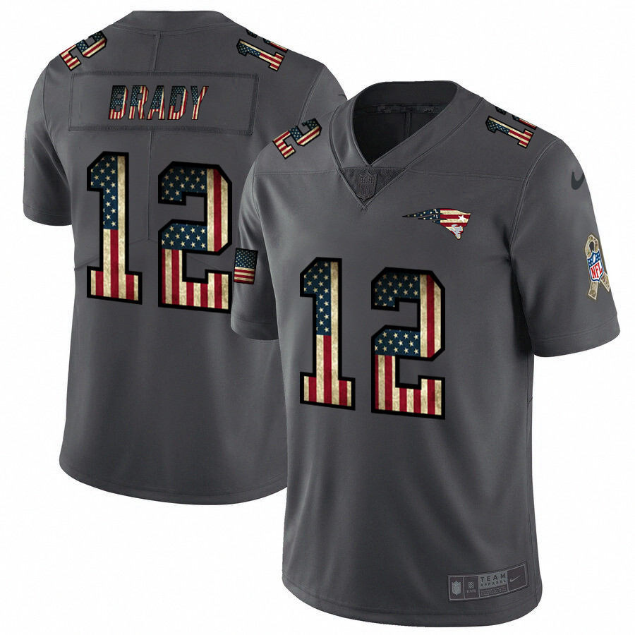 Nike Patriots 12 Tom Brady 2019 Salute To Service USA Flag Fashion Limited Jersey Nike Patriots 12 Tom Brady 2019 Salute To Service USA Flag Fashion Limited Jersey
