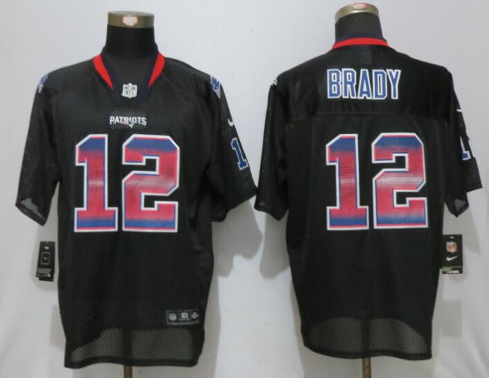 Nike Patriots 12 Tom Brady Black Pro Line Fashion Strobe Elite Jersey Nike Patriots 12 Tom Brady Black Pro Line Fashion Strobe Elite Jersey