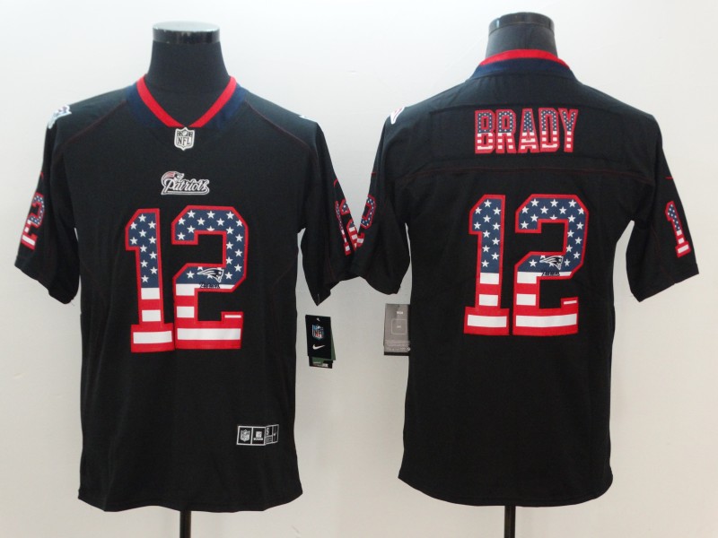 Nike Patriots 12 Tom Brady Black USA Flag Fashion Color Rush Limited Jersey Nike Patriots 12 Tom Brady Black USA Flag Fashion Color Rush Limited Jersey