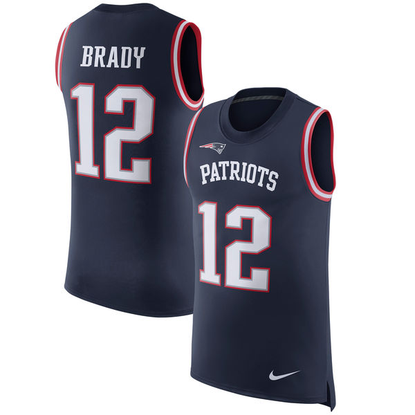 Nike Patriots 12 Tom Brady Navy Color Rush Name & Number Tank Top