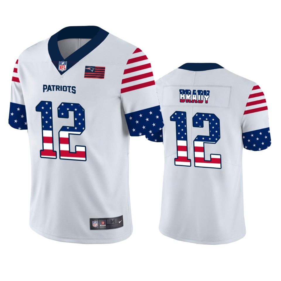 Nike Patriots 12 Tom Brady White USA Flag Fashion Limited Jersey Nike Patriots 12 Tom Brady White USA Flag Fashion Limited Jersey