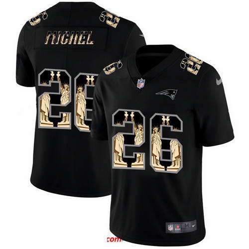 Nike Patriots 26 Sony Michel Black Statue Of Liberty Limited Jersey