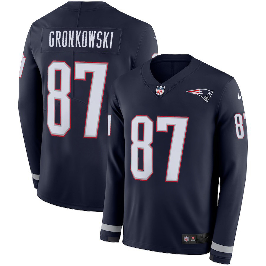 Nike Patriots 87 Rob Gronkowski Navy Therma Long Sleeve Jersey
