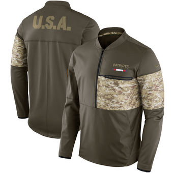 Nike Patriots Olive Salute to Service Sideline Hybrid Half-Zip Pullover Jacket