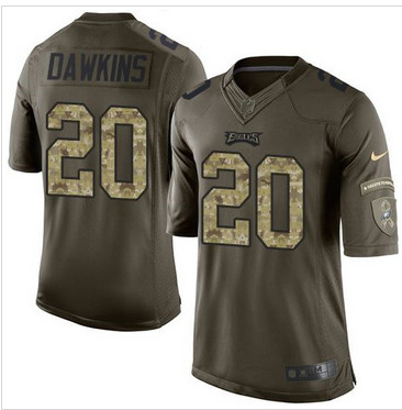 Nike Philadelphia Eagles #20 Brian Dawkins Green Men''s Stitched NFL Limited Salute to Service Jersey