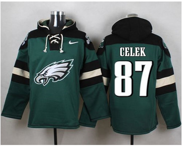 Nike Philadelphia Eagles #87 Brent Celek Midnight Green Player Pullover NFL Hoodie Nike Philadelphia Eagles #87 Brent Celek Midnight Green Player Pullover NFL Hoodie