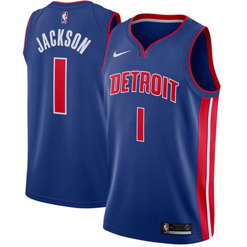 Nike Pistons #1 Reggie Jackson Blue Stitched NBA Swingman Jersey Nike Pistons #1 Reggie Jackson Blue Stitched NBA Swingman Jersey