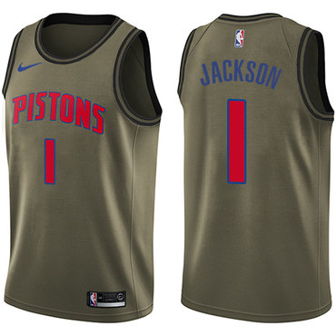 Nike Pistons #1 Reggie Jackson Green Salute to Service NBA Swingman Jersey Nike Pistons #1 Reggie Jackson Green Salute to Service NBA Swingman Jersey