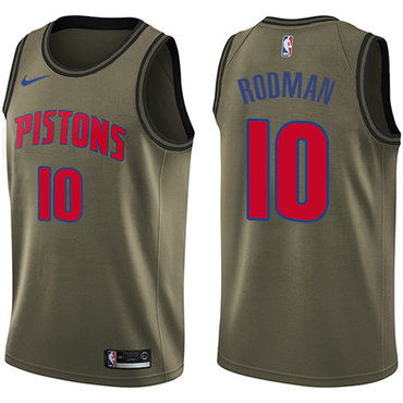 Nike Pistons #10 Dennis Rodma Green Salute to Service NBA Swingman Jersey Nike Pistons #10 Dennis Rodma Green Salute to Service NBA Swingman Jersey