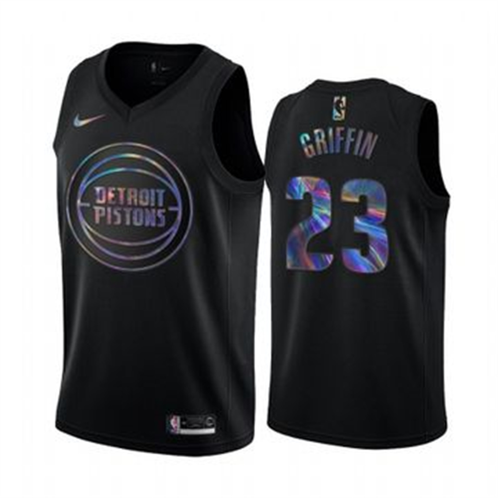Nike Pistons #23 Blake Griffin Men's Iridescent Holographic Collection NBA Jersey - Black Nike Pistons #23 Blake Griffin Men's Iridescent Holographic Collection NBA Jersey - Black