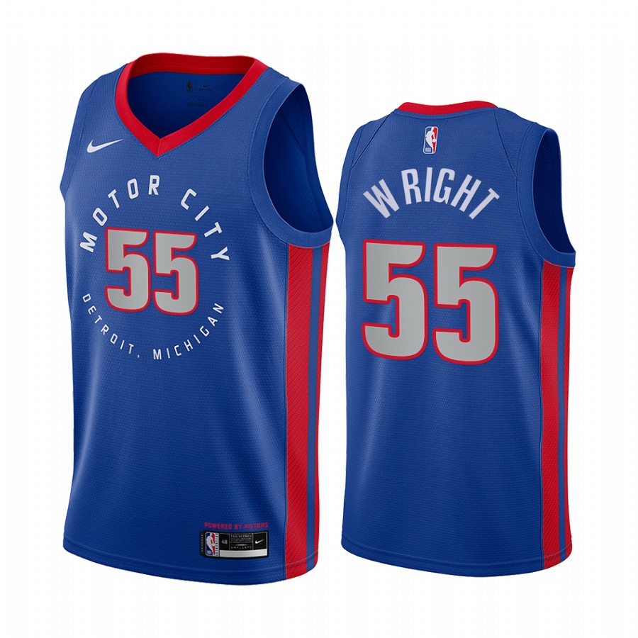 Nike Pistons #55 Delon Wright Blue NBA Swingman 2020-21 City Edition Jersey Nike Pistons #55 Delon Wright Blue NBA Swingman 2020-21 City Edition Jersey