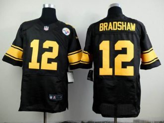 Nike Pittsburgh Steelers #12 Terry Bradshaw Black(Gold No.) NFL Elite Jersey Nike Pittsburgh Steelers #12 Terry Bradshaw Black(Gold No.) NFL Elite Jersey