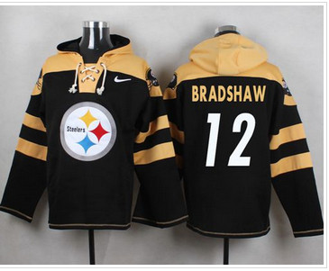 Nike Pittsburgh Steelers #12 Terry Bradshaw Black Player Pullover NFL Hoodie