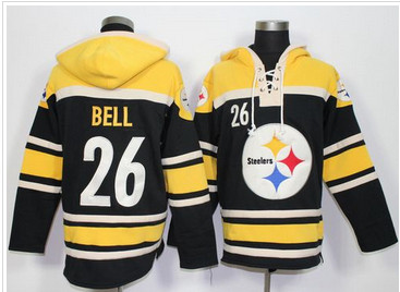 Nike Pittsburgh Steelers #26 Le'Veon Bell Black Sawyer Hooded Sweatshirt NFL Hoodie