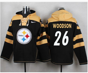 Nike Pittsburgh Steelers #26 Rod Woodson Black Player Pullover NFL Hoodie
