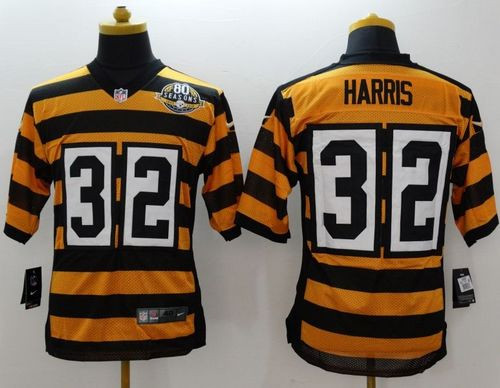 Nike Pittsburgh Steelers #32 Franco Harris Yellow Black Alternate 80TH Throwback Men's Stitched NFL Elite Jersey