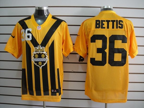 NEW NFL Pittsburgh Steelers #36 Bettis Yellow NEW 1933s Throwback Jerseys (Elite)