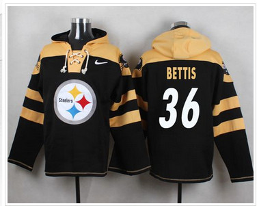 Nike Pittsburgh Steelers #36 Jerome Bettis Black Player Pullover NFL Hoodie
