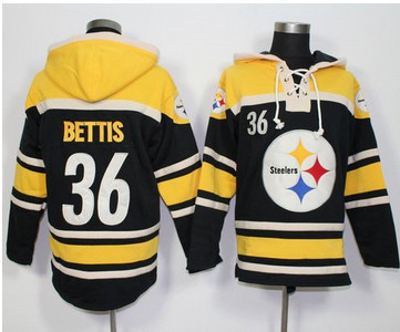 Nike Pittsburgh Steelers #36 Jerome Bettis Black Sawyer Hooded Sweatshirt NFL Hoodie