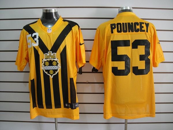NEW NFL Pittsburgh Steelers #53 Pouncey Yellow NEW 1933s Throwback Jerseys (Elite)