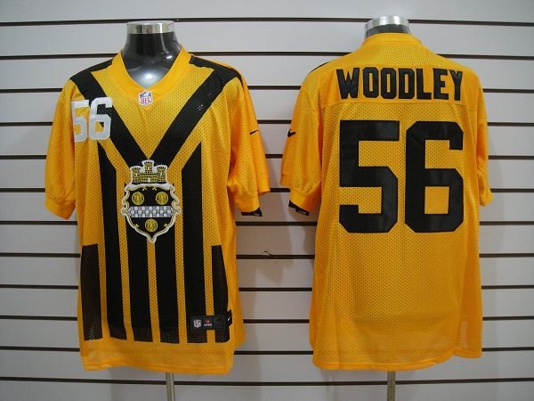 NEW NFL Pittsburgh Steelers #56 Woodley Yellow NEW 1933s Throwback Jerseys(Elite)